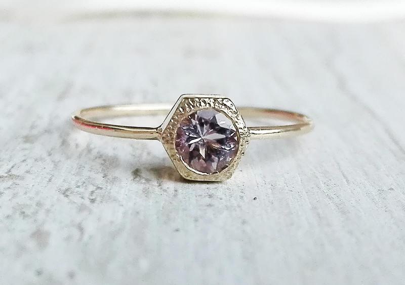 Свадьба - Rose Gold Morganite Ring With Secret Heart,Unique Wedding Ring, Hexagon Engagement, Non Diamond Engagement Ring