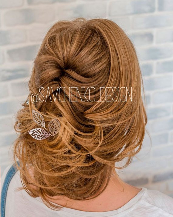 Свадьба - Gold leaf hair pin