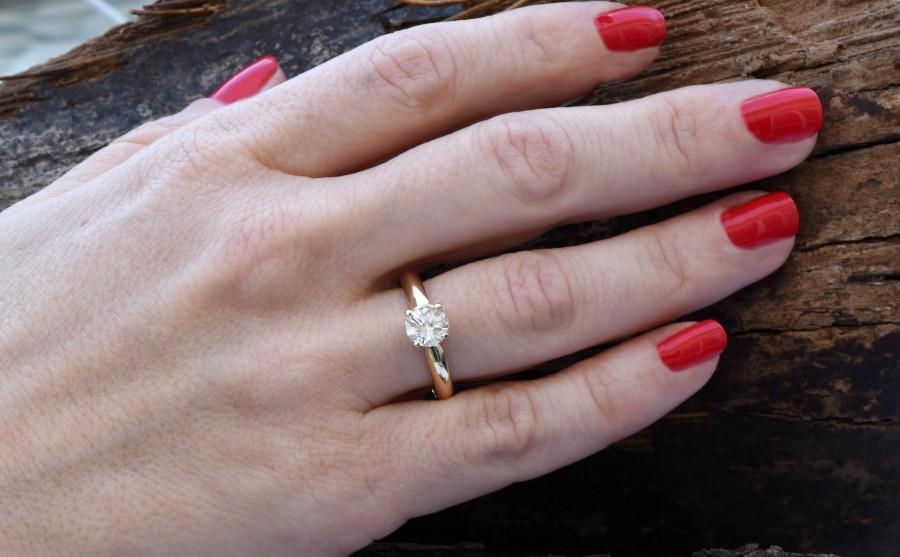 Свадьба - 1 carat Solitaire ring -Classic diamond ring-Diamond Engagement Ring-Diamond Solitaire Ring-Gold Ring-Promise ring-Art deco ring-For her