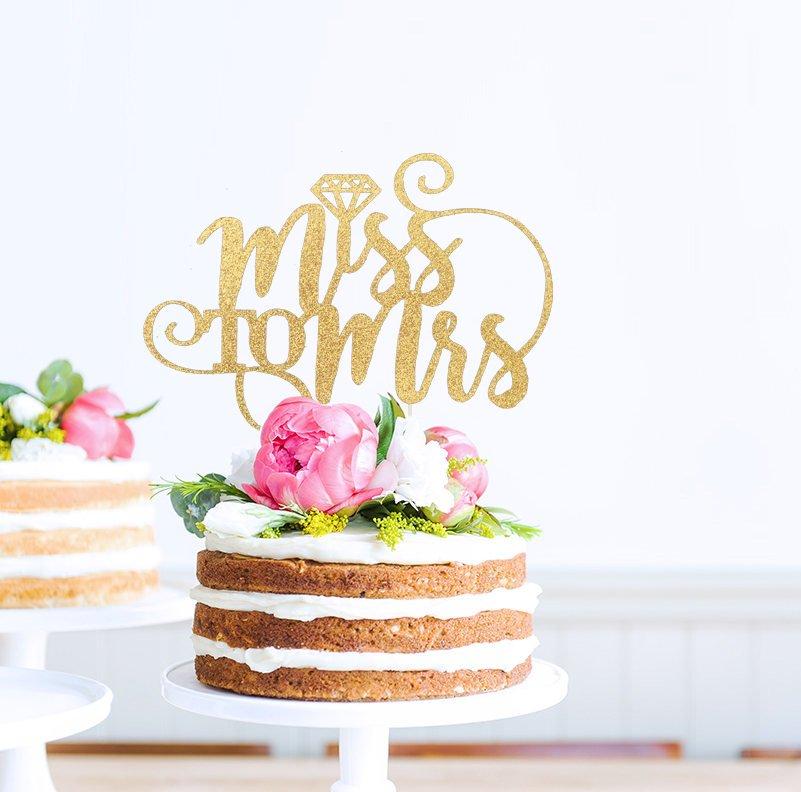 Mariage - Miss to Mrs Cake Topper, Bridal Shower Topper, Bride to Be, Miss to Mrs, Bridal Shower Decoration, Wedding Cake Topper, She Said Yes, Bridal