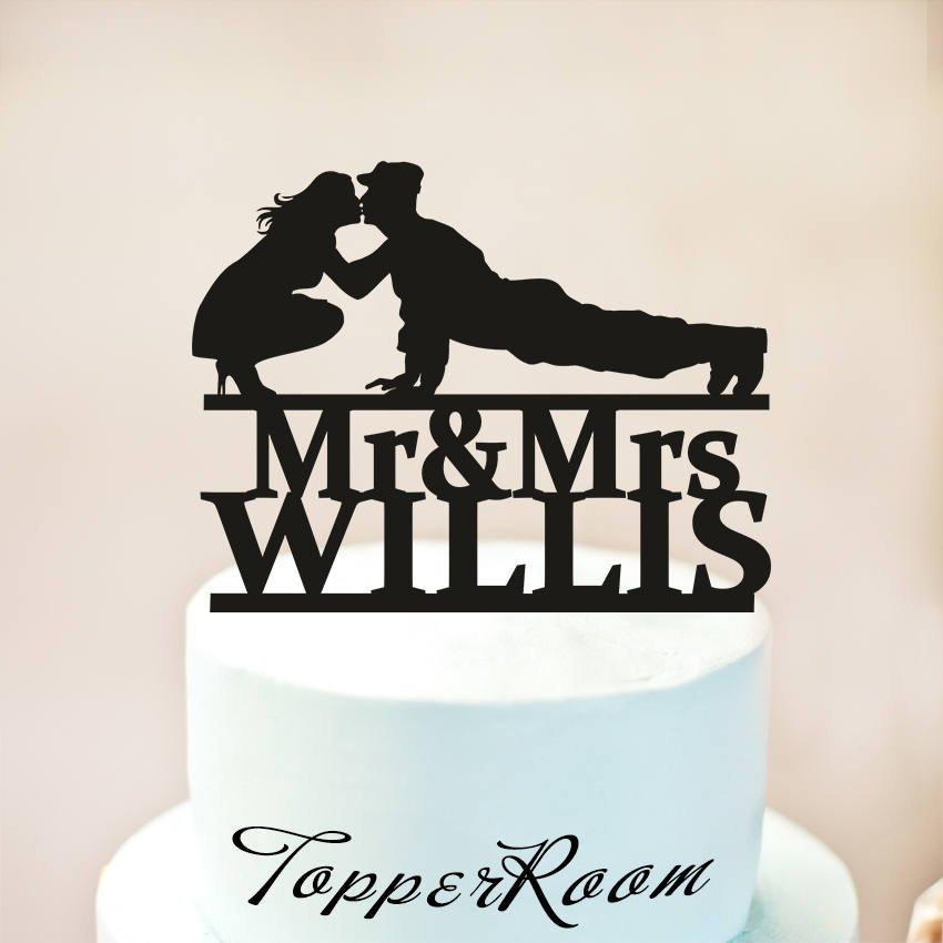 Mariage - Wedding Cake Topper,Military Wedding Cake Topper,Silhouette Military Groom & Bride, Officer, Uniform Cake Topper,Welcome Home Soldier (1128)
