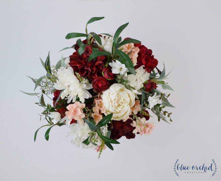زفاف - burgundy bouquet, wedding bouquet, wedding flowers, boho bouquet, bridal bouquet, eucalyptus bouquet, peach, pink, cream, red, burgundy