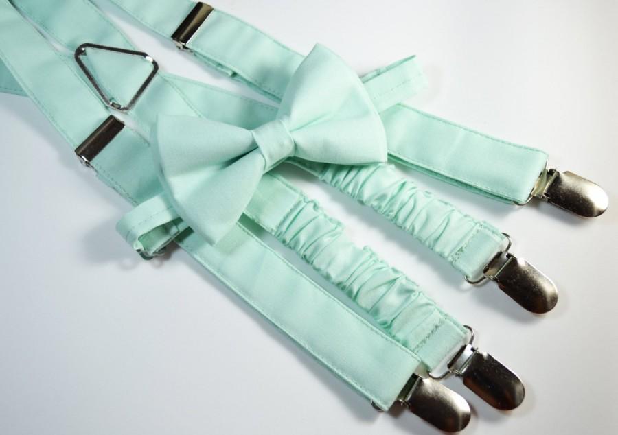 زفاف - Mint bow tie and Suspender Set for baby/toddler/teen/adult/Men