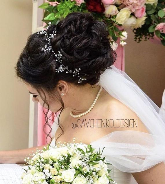 Hochzeit - Pearls Bohemian headpiece Bridal Headpiece Prom Bridal Pearl Hair vine