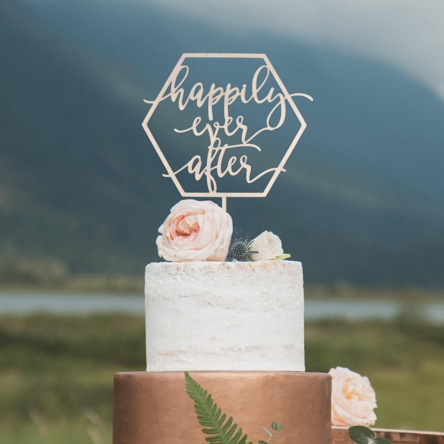 زفاف - Happily Ever After Cake Topper, Geometric wedding cake topper, Modern cake topper, Custom cake topper