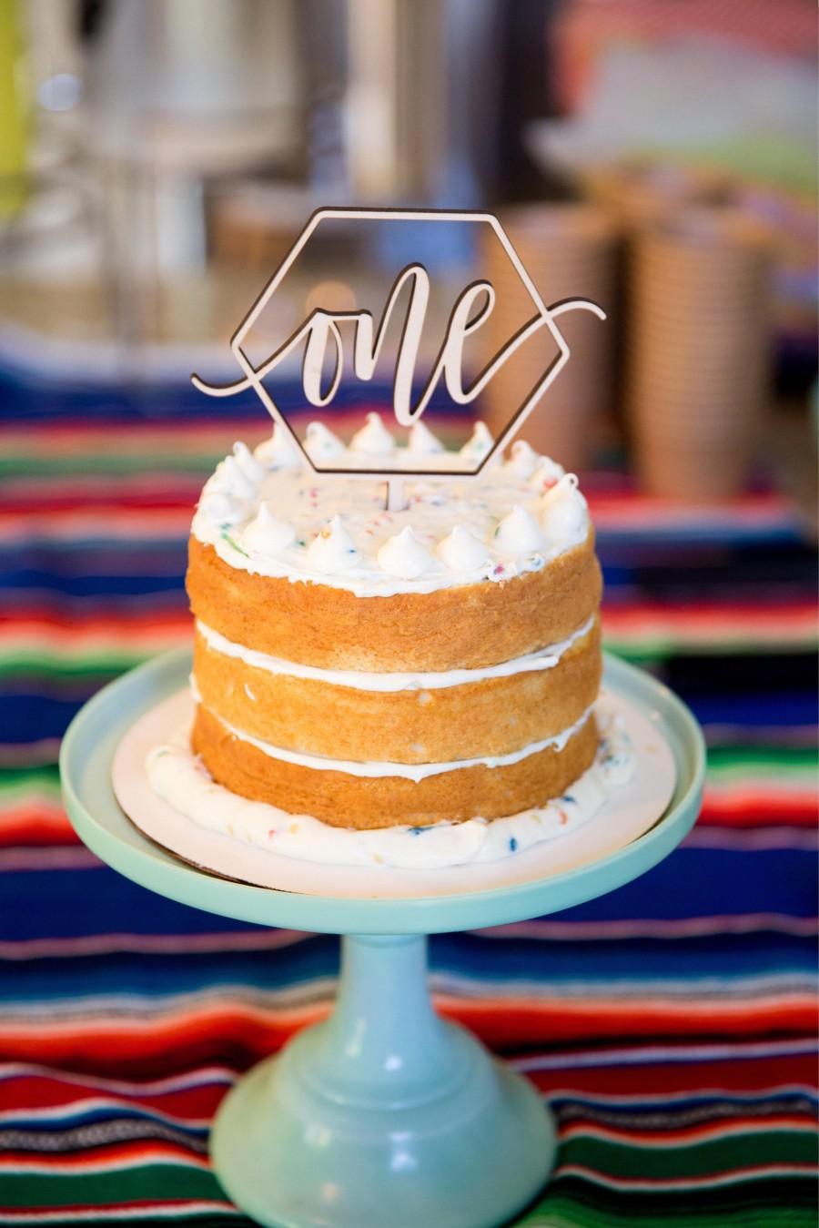 Wedding - ONE Geometric Cake Topper 5.5" W inches 