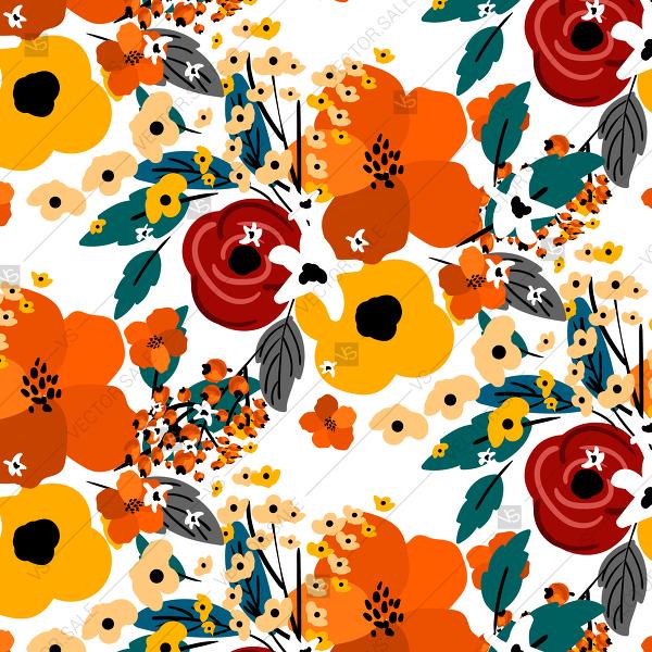 Hochzeit - Seamless pattern floral background peach poppy anemone rose peony poinsettia floral design