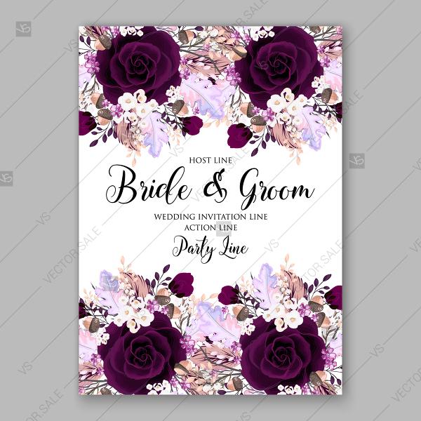 Mariage - Marsala dark red peony wedding invitation vector floral background thank you card