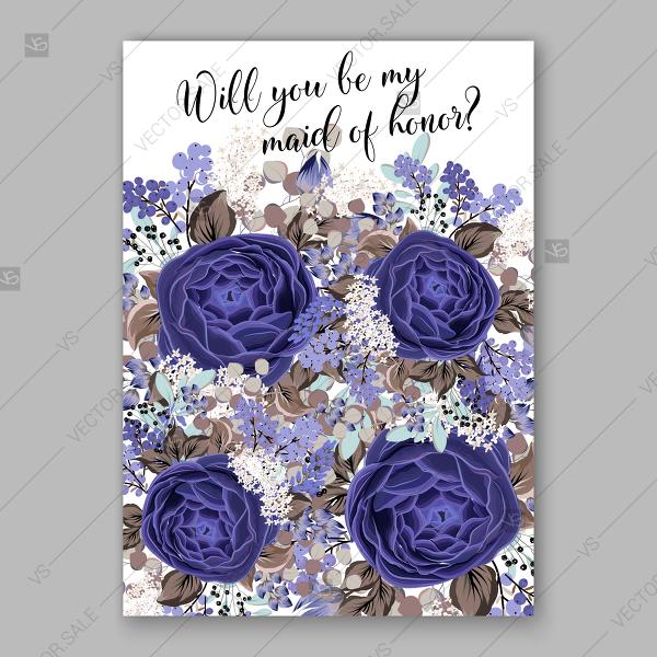 Mariage - Navy blue rose ranunculus peony wedding invitation vector floral background floral watercolor