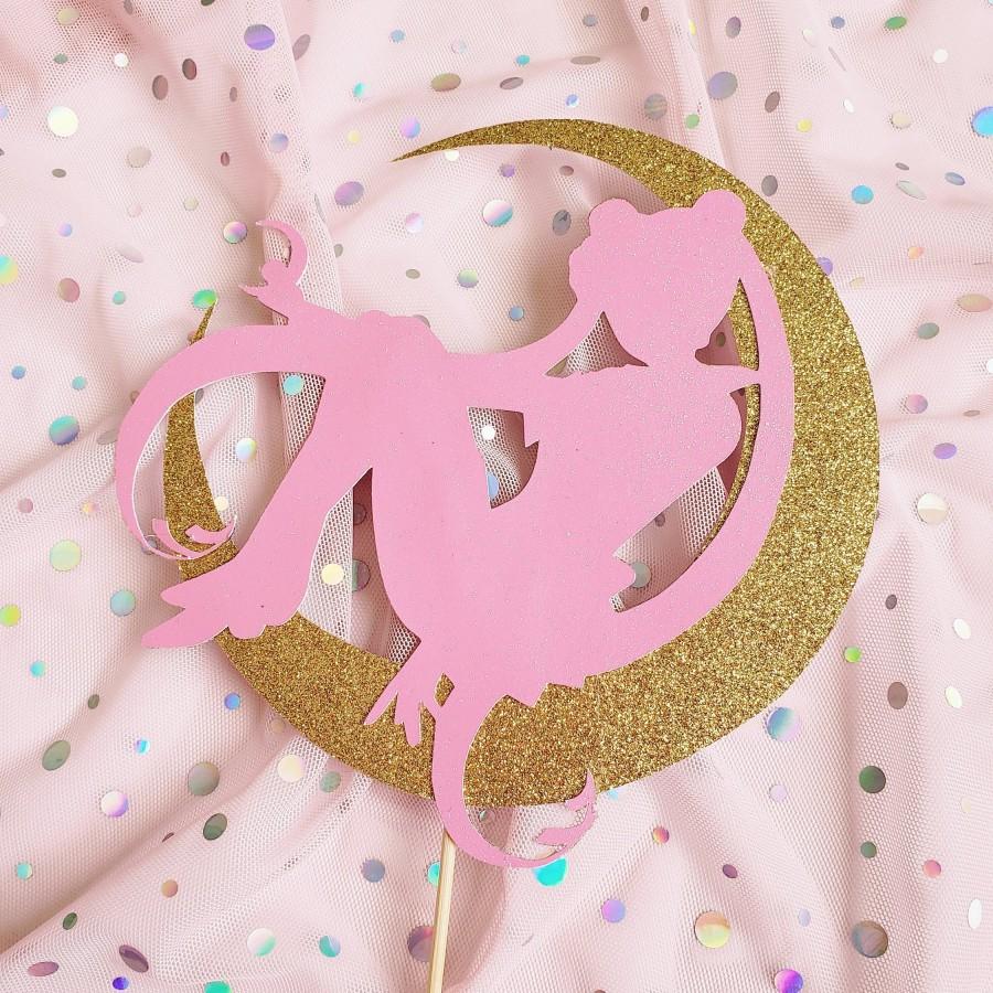 Mariage - Sailor Moon Glittery Cake Topper-party supplies-Sailor Moon cake--Birthday-cake topper-any occasion-cake