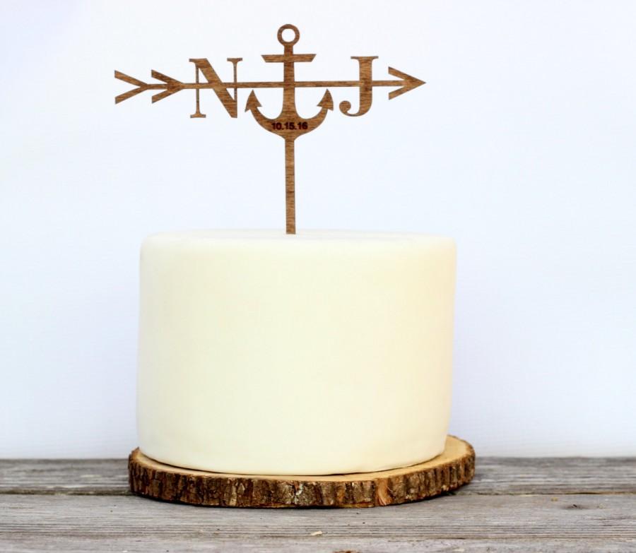 Свадьба - Rustic Wedding Cake Topper, Anchor, Arrow, Arrow Cake Topper, Anchor Cake Topper, Personalized Cake Toppers for Weddings, Custom Cake Topper