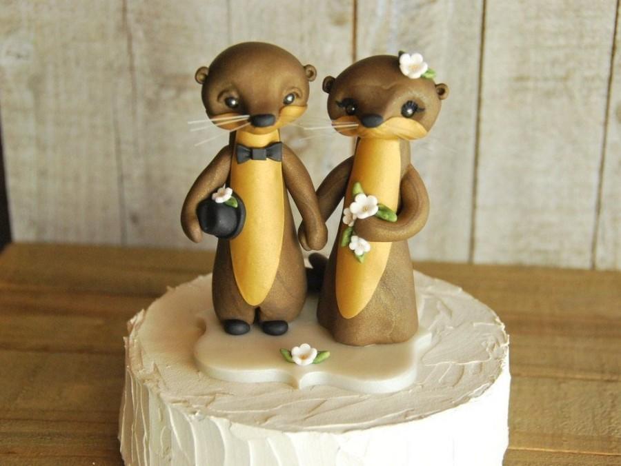 Hochzeit - Otter Wedding - Wedding Cake Topper - Customizeable