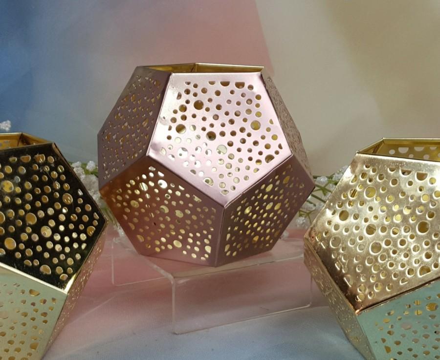 Wedding - 2 per/  Geometric Metal Votive or Vase Holder  / Gold / Rose Gold / Wedding Party / Reception Decor / Tea light Holder / Contemporary design