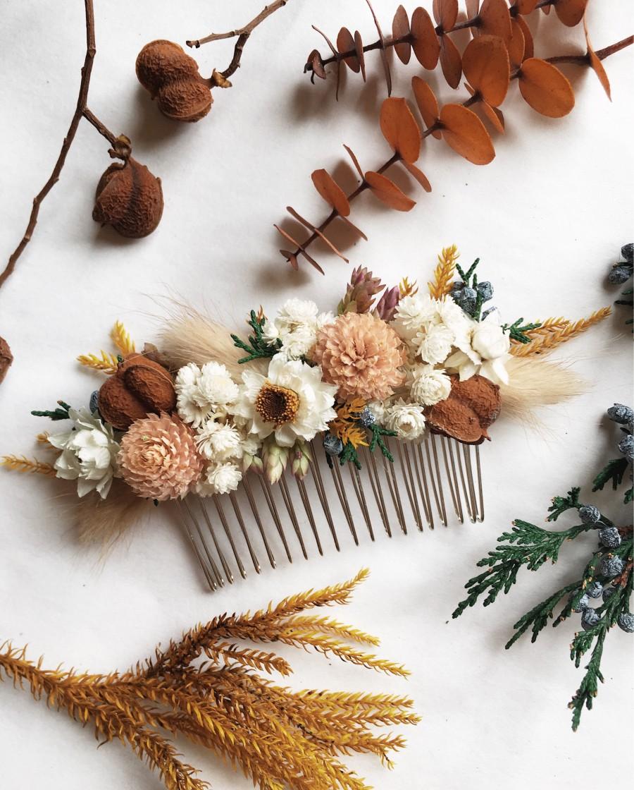 Свадьба - Hair Comb // Autumn Blush // Dried Flowers