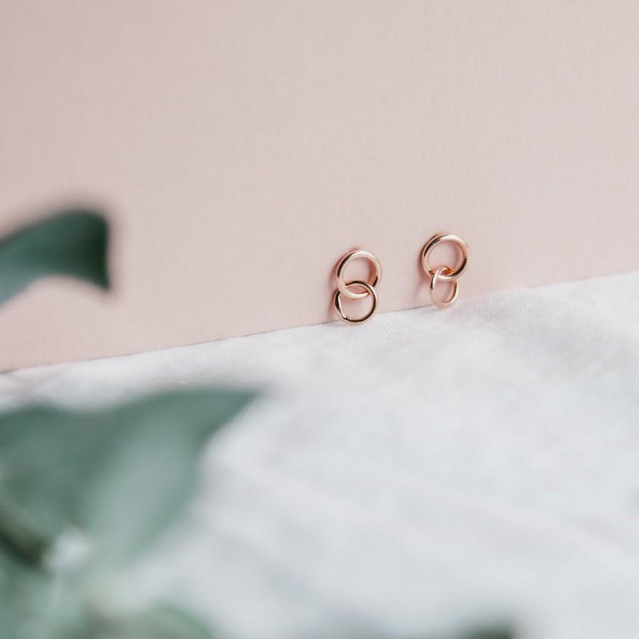 Свадьба - Jump Studs, Interlocking Studs, Rose Gold Studs, Gold Studs, Silver Studs, Stud Earrings, Rose Gold Earrings, Interlocking Earrings
