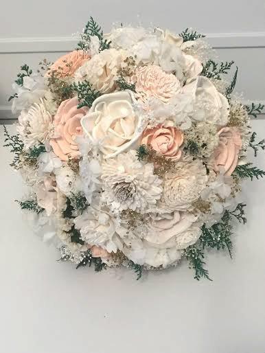 Mariage - Peach Wedding Bouquet - sola flowers - Customize colors - gold - Alternative bridal bouquet - bridesmaids bouquet