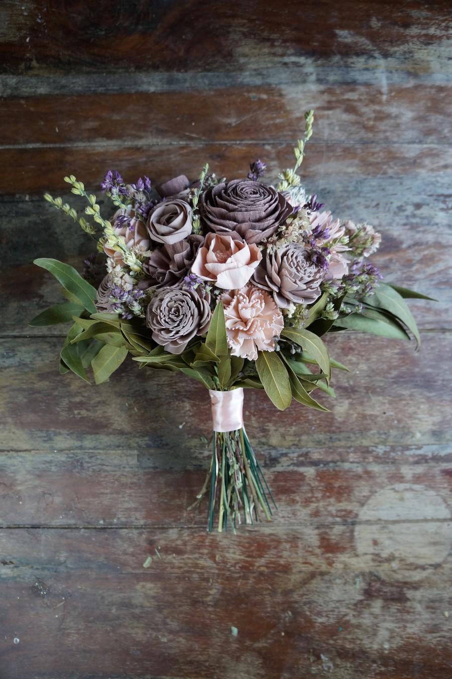 زفاف - Mauve and Blush Sola Flower Bouquet // "Provencal Jardin" Wood Flower Bouquet, Keepsake Wood Flower Wedding Bouquet, Bridal Bouquet
