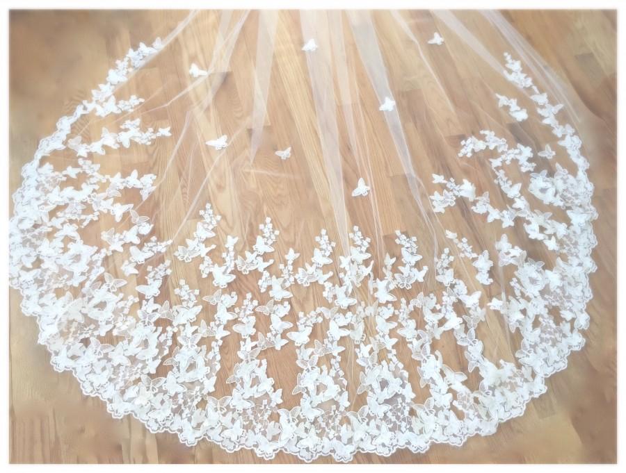 Mariage - Butterfly Wedding Veil, Cathedral Wedding Veils, Chapel Veil, Lace Wedding Veil, Veils, Butterfly Wedding Veils, Butterfly Wedding