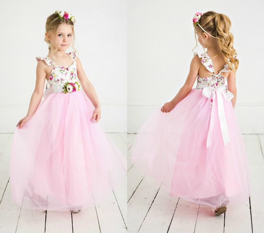 Hochzeit - Pink flower girl dress,flower girl dresses, princess dress, birthday dress, tulle dress, junior bridemaids, Shabby chic flower girl dress