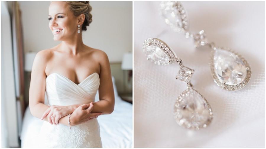 زفاف - ANDREA Bridal Earrings, crystal Wedding earrings long earrings, Bridesmaids gift Bridal Crystal Stud Earrings, Wedding Jewelry set Bracelet