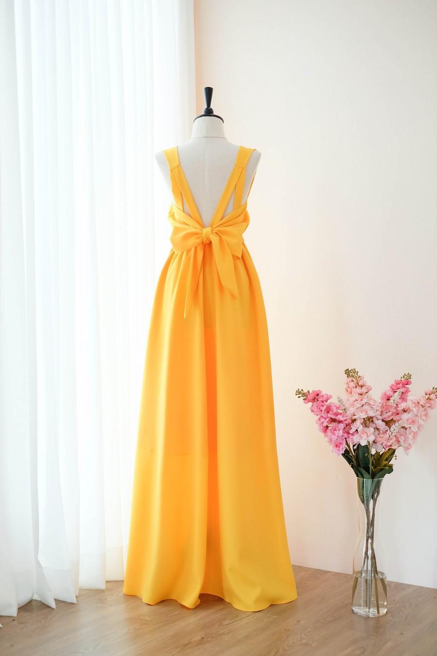 Mariage - Gold yellow dress Long Bridesmaid dress Wedding Dress Long Prom dress Party dress Cocktail dress Maxi dress Evening Gown