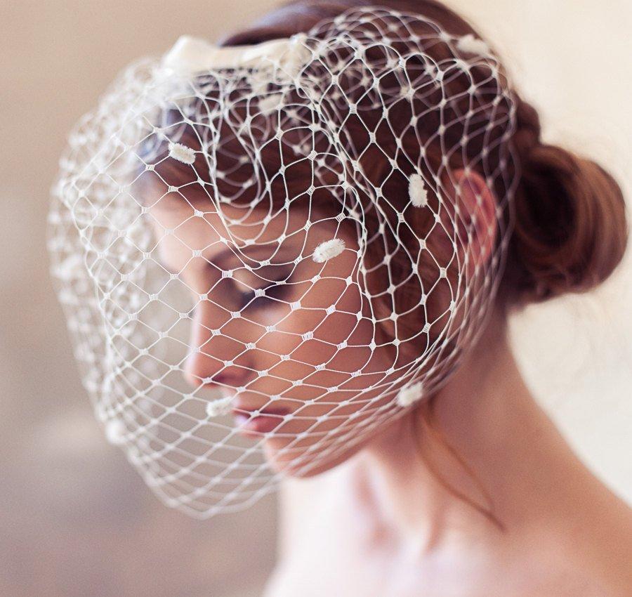 Ivory Dotted Birdcage Veil, Polka Dot Veil, Polka Dot Birdcage Veil