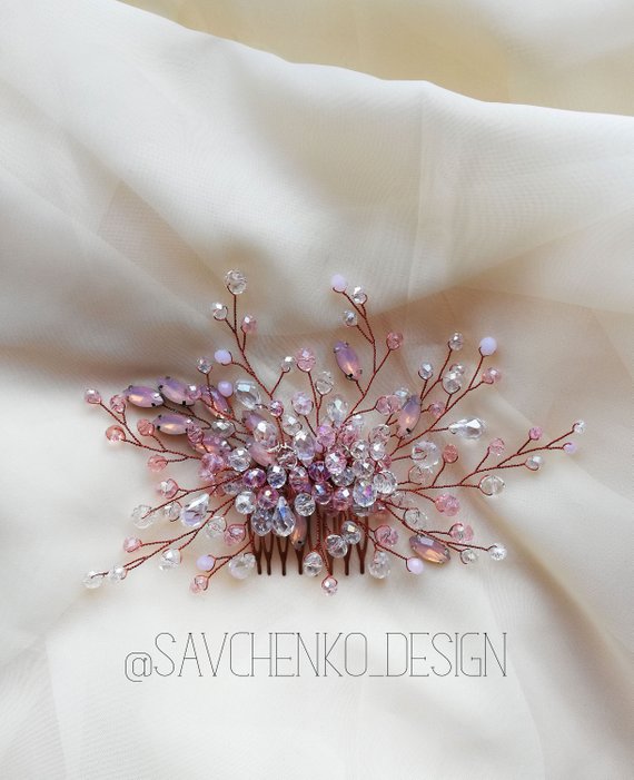 زفاف - Rose opal Bridal hair accessories