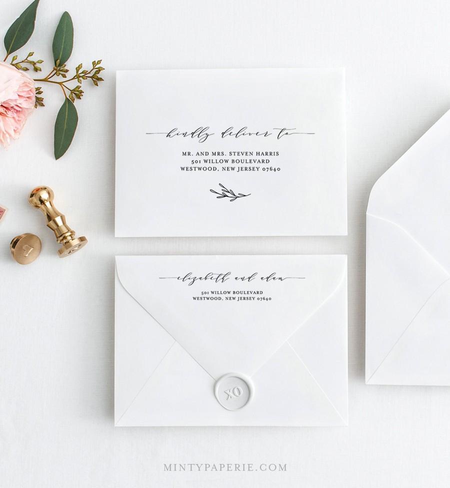 Mariage - Envelope Address Template, Printable Wedding Envelope Template, Modern Calligraphy, Instant Download, 100% Editable, Templett #037-113EN