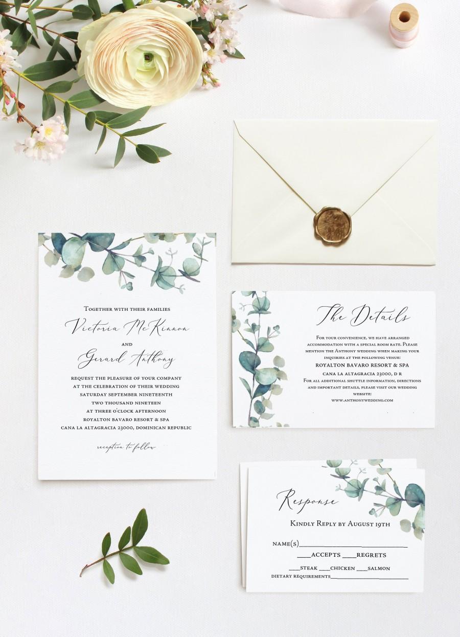 Wedding - SALE!!! - Greenery Wedding Invitation, Blush Greenery Wedding Invitation Template, Printable Wedding Invitation, Instant Download,PDF kit6