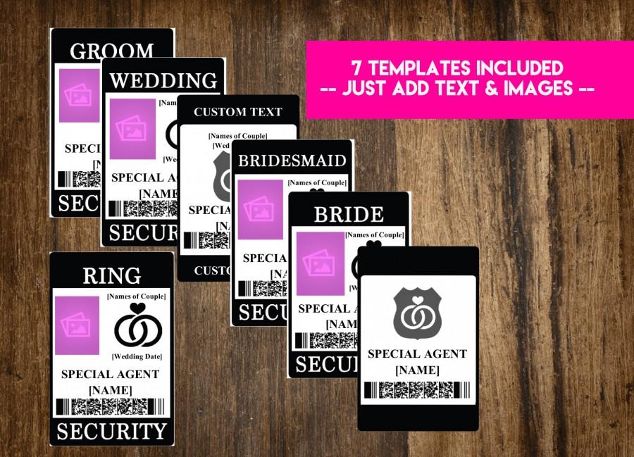Wedding - INSTANT DOWNLOAD Ring Security Badge / Wedding Security Suite - Print-at-Home Word DOC Printables