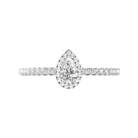 Свадьба - GIA 0.50 Carat Pear Diamond & Halo Engagement Ring 14k White Gold, Diamond Engagement Rings for Women, Raven Fine Jewelers