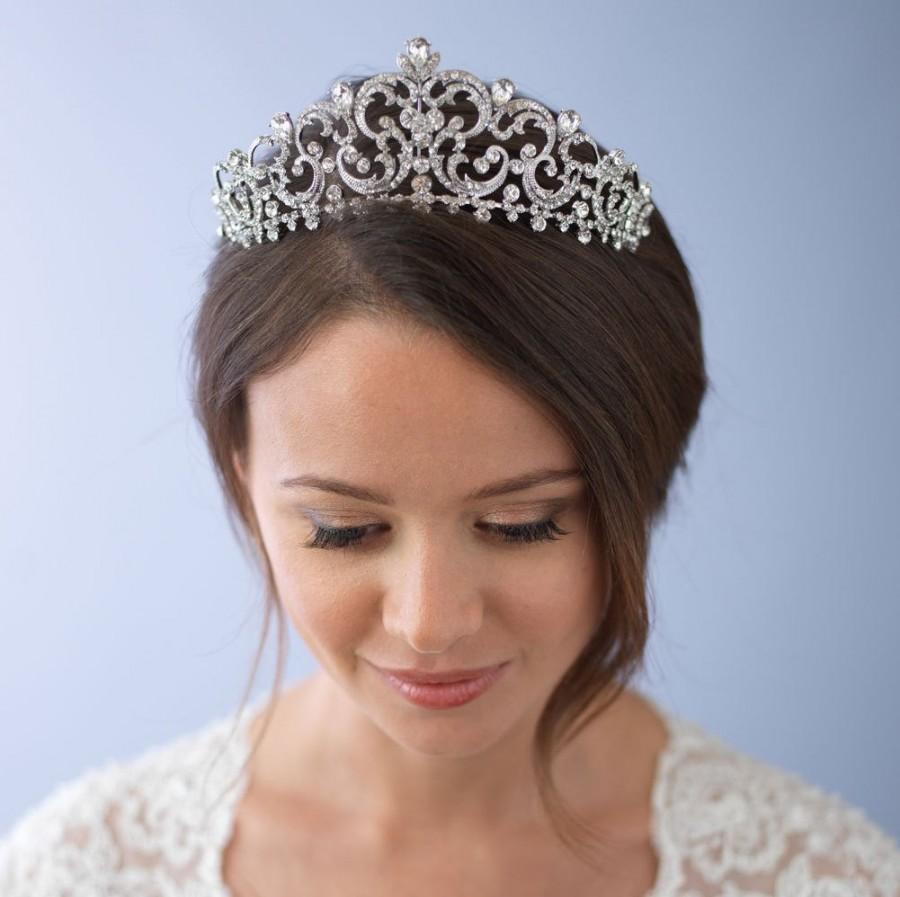 Wedding - Rhinestone Wedding Crown, Royal Wedding Tiara, Princess Bridal Crown, Bridal Hair Accessory, Vintage Bridal Tiara, Bridal Headpiece ~TI-3284