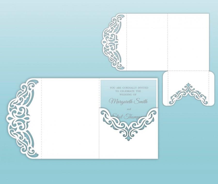 svg, dxf, ai, eps, pdf, png, jpg Silhouette Laser. Wedding Invitation Template \u2013 Gate Fold Cricut Envelope Card Ribbons and Leaves