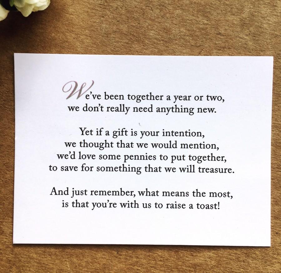 Mariage - Wedding Invitation Poem for money honeymoon poem card gift information insert