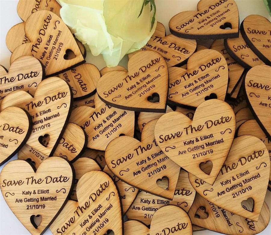 Wedding - Save The Date Wooden Heart Magnets - Rustic Wedding- Wedding Magnet-  Personalised Wedding stationary- Wedding Invite-Cutomised