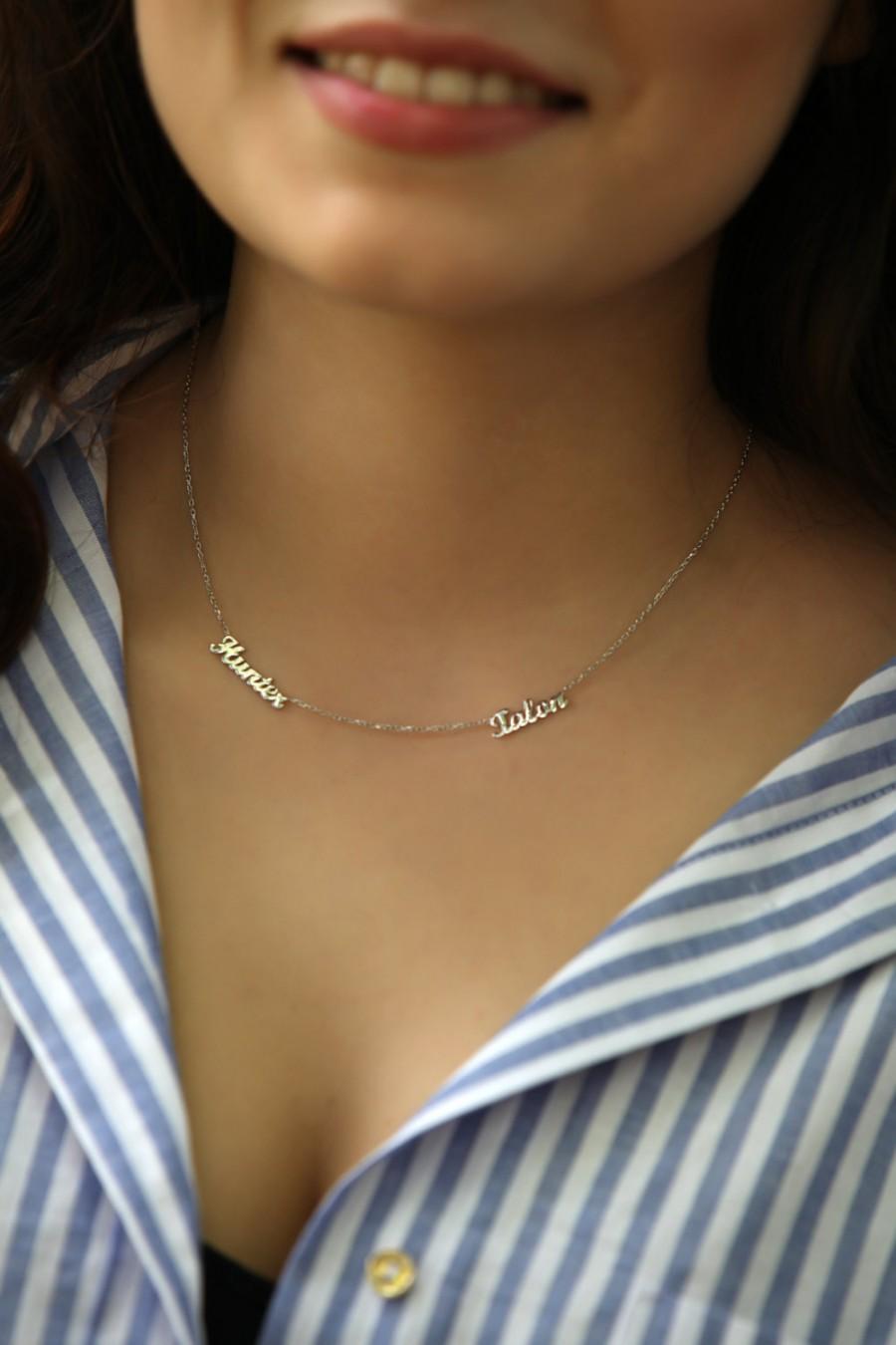 زفاف - Two Name Necklace - Gold  Name Necklace - Tiny Name Necklace  - Double name necklace - Kids Names Necklace- Valentine Day Gift -Mom necklace