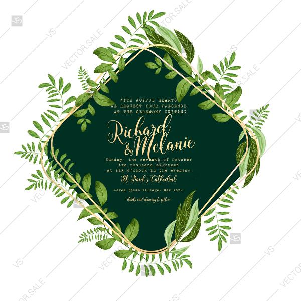 Mariage - Wedding invitation watercolor greenery illustration bridal shower invitation card template decoration bouquet
