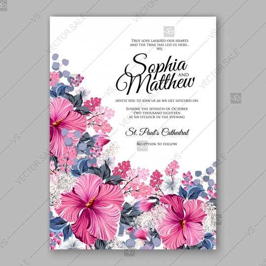 Mariage - Hibiscus wedding invitation card template