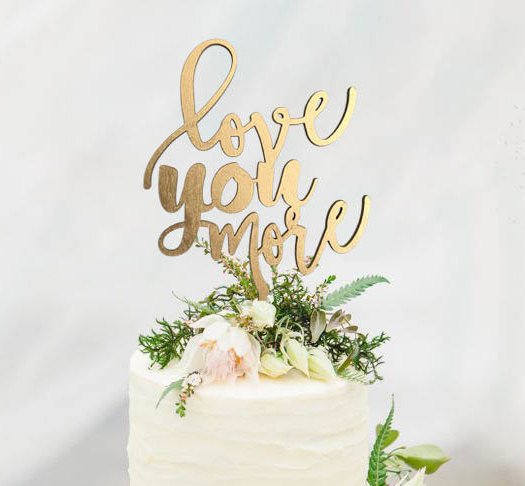 Wedding - Gold "Love you more" Wedding Cake Topper - Cake Toppers - Rustic Country Chic Wedding - Wedding Cake Topper - Beach Cake Topper -