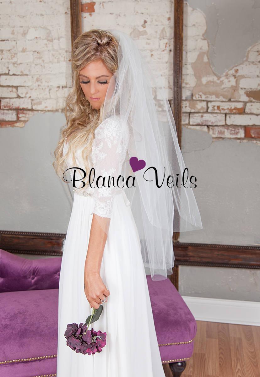 زفاف - Two Tier Wedding Veil with Raw Edge, Bridal Veil