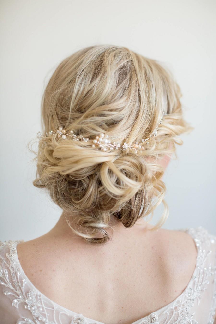 زفاف - Wedding Hair Vine,  Gold Bridal Headpiece, Pearl Bridal Hair Accessory,  Gold Pearl Hair Vine, Silver Bridal Hairpiece