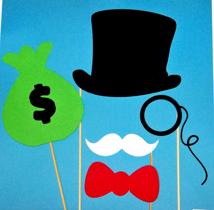 زفاف - Monopoly Photo Booth Props 5 pc Monopoly Man Top Hat Mustache Monocle Bow Tie Money Bag Photo Booth Props Monopoly Wedding Photo Booth Props