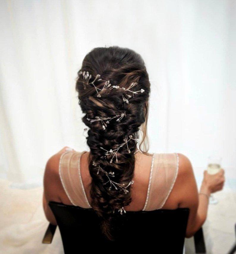 زفاف - Wedding hair vine with sparkling crystals and pearls, Bridal hair piece for long hair vine, Wedding hairpiece Prom hair accessory