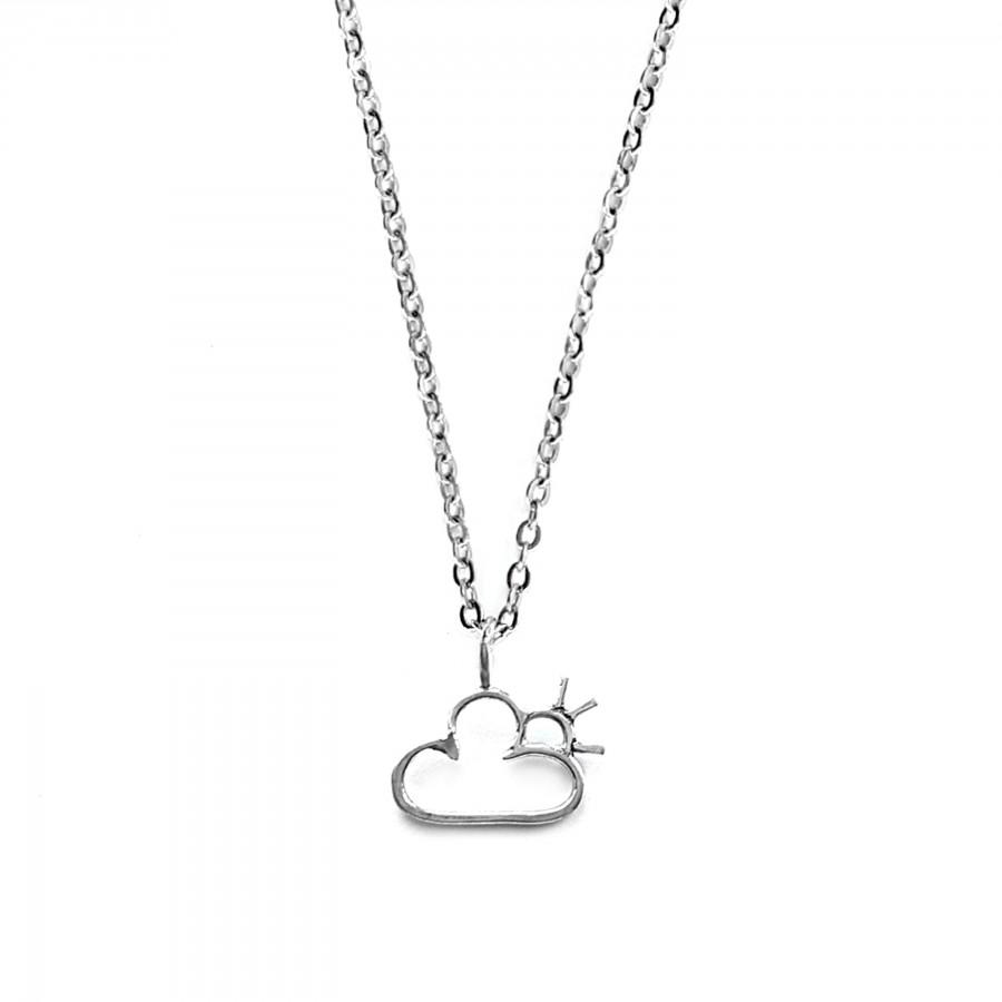 زفاف - Sun behind the cloud necklace, celestial jewelry, unique gifts for women, dainty and cute silver cloud pendant