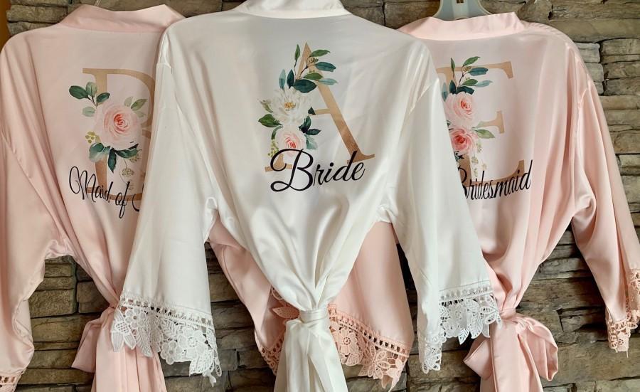 Свадьба - Customization INCLUDED, Bridesmaid Gift, Satin Bridesmaids Robes, Floral Bridesmaid Robe, Bridal Robe, Bridesmaid Proposal, Bride Robe