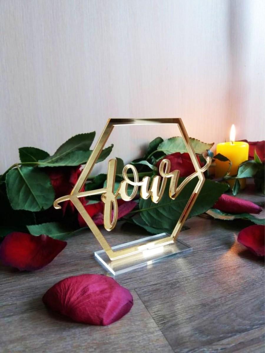 Mariage - Mirror Acrylic Table Numbers-Wedding Table Decor- Table Numbers Numbers with base -Please Send your phone number in the "NOTE to the seller"