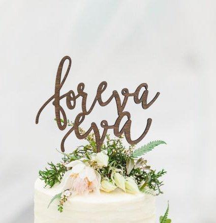 Hochzeit - Rustic FOREVA EVA Wedding Cake Topper - forever ever Cake Toppers - Rustic Country Chic Wedding - Wedding Cake Topper - Beach Cake Topper