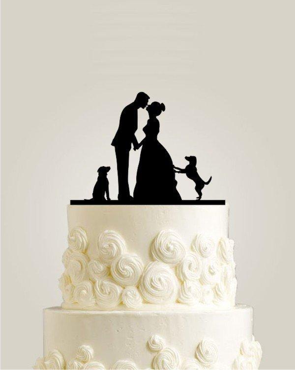 Hochzeit - Wedding Cake Topper 2 Dogs, Cake Topper for Wedding Dog, Wedding Cake Topper Two Dogs, Couple and Dog Cake Topper, Two Dog Cake Topper
