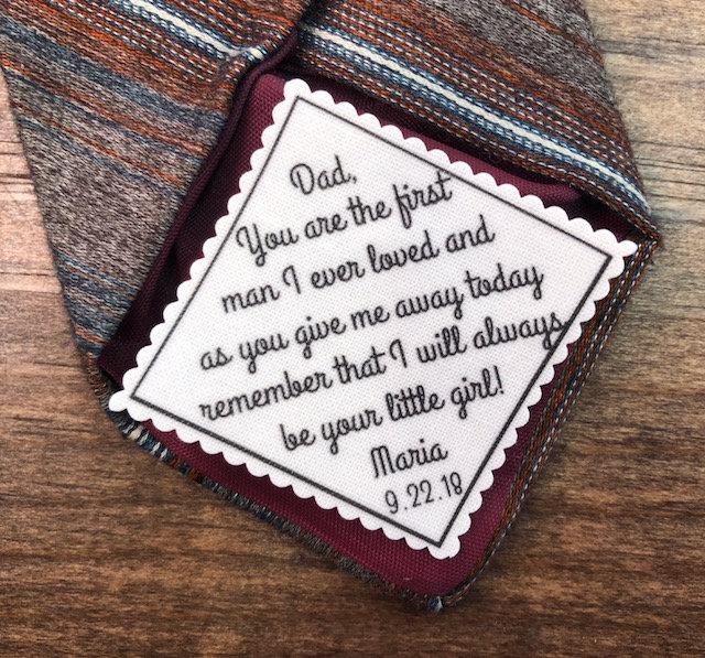 Wedding - FATHER of the BRIDE GIFT, Personalized Tie Patch, Sew On, Iron On, 2.5" Wide, You Are the First Man I Ever Loved, As You Give Me Away