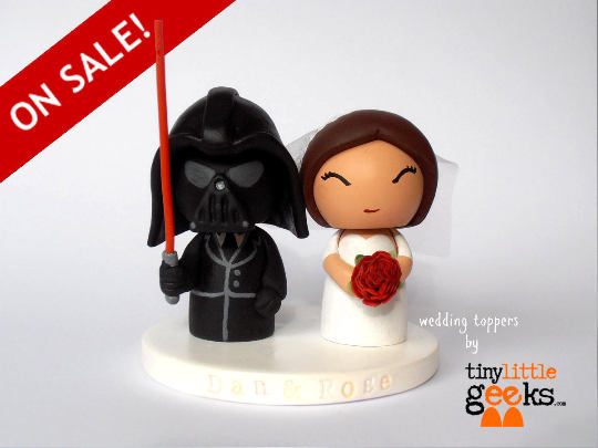 Wedding - Wedding Cake Topper - Star Wars Cake Topper - Darth Vader inspired Wedding Cake Topper